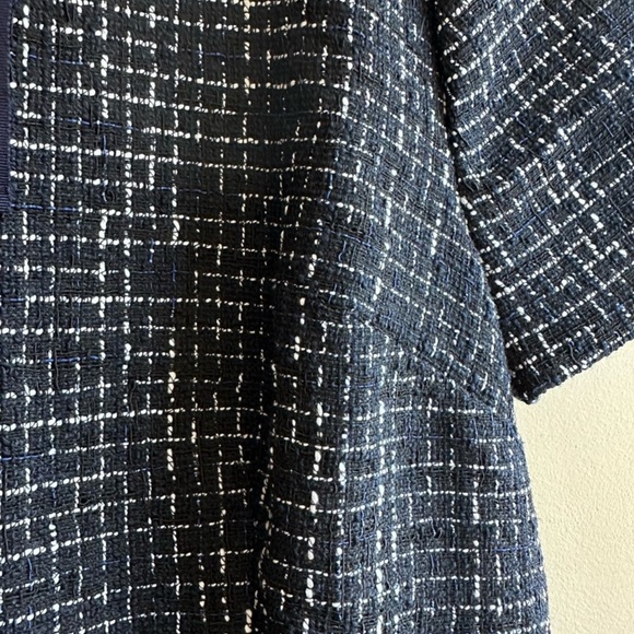 J Crew Womens Navy Blue & White Bowtie Tweed Short Sleeve A-line Preppy Dress 12 - Picture 4 of 8